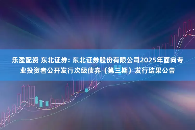乐盈配资 东北证券: 东北证券股份有限公司2025年面向专业投资者公开发行次级债券（第三期）发行结果公告